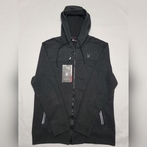 NEW Spyder Active Gray Jacket Hoodie Men Large Fleece Pockets Performance Proweb